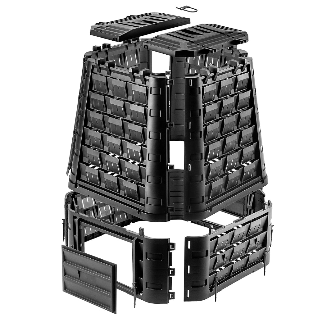 Compostiera da giardino KADAX 750L, grande, modulare, resistente al gelo, per fertilizzare tutto l'anno.