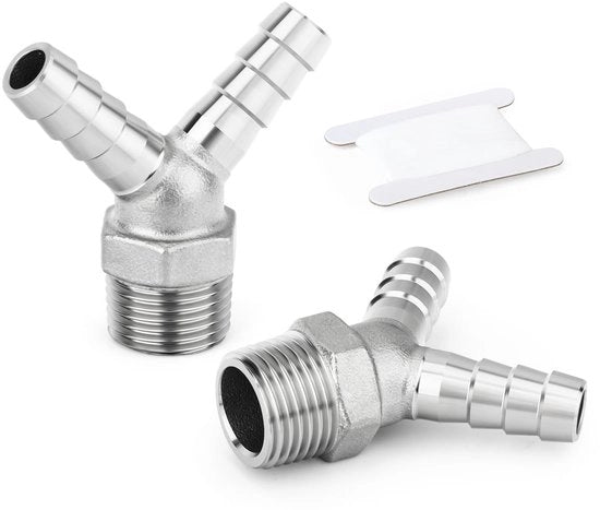 Adattatore a Y in acciaio inossidabile - 1/2" adattatore di divisione - Per uso acqua, gas e aria - Duraturo e resistente all'usura - Adatto per...