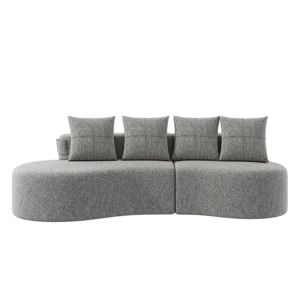 Divano 4 posti con cuscini ¨C Minimal ¨C Tessuto grigio chiaro imbottito morbido
