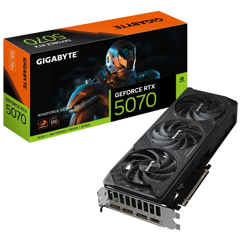 Gigabyte geforce rtx 5070 windforce oc sff 12g scheda grafica - 12gb gddr7, 192 bit, pci-e 5.0, 2542 mhz core clock, 3 x dp 2.1a, 1 x hdmi 2.1b, nvidia dlss 4, gv-n5070wf3oc-12gd - GIGGV-N5070WF3OC-12G