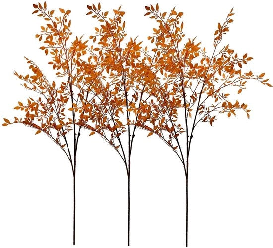 Pacchetto da 3 steli di piante artificiali, rami di fico artificiale, rami di pianta di eucalipto artificiale con foglie per decorazioni di casa, ufficio e giardino, altezza 110 cm