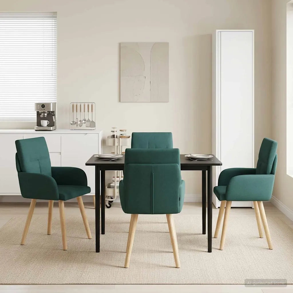 Sedie da pranzo 4 pz Tessuto Verde Scuro 60 x 56 x 96 cm 3428361