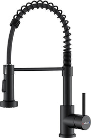 Cranio Cucina Nero, Cranio Cucina con Doccia Alta Pressione, Cranio Cucina con 2 Tipi di Fiamma, Wastafel Cucina Girevole 360° per Cucina - Acciaio Inossidabile Lavorato a Lavorazione Fine/Nessuno di Nichel | Nero Matt