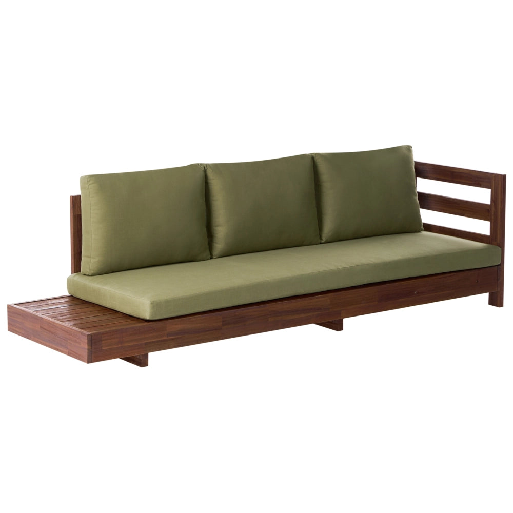 Set Lounge da Giardino ad Angolo Sinistro da 5 Posti con Tavolino Laterale e Cuscini Verdi in Legno di Acacia Certificato Chiaro
