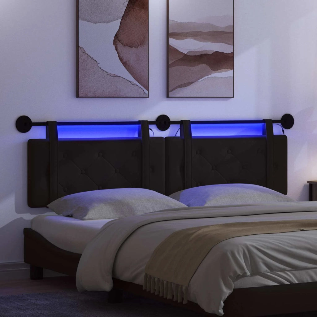 Testiera | Testata sospesa Con luce LED Nero Similpelle