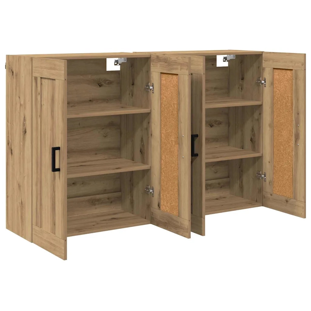 Armadietto a Muro | Mobile a muro 2 pz Rovere artigianale 69,5 x 34 x 90 cm