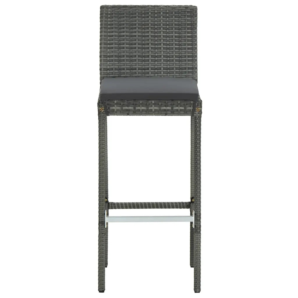 Set Bar da Giardino 3 pz con Cuscini in Polyrattan Grigio cod mxl 36177