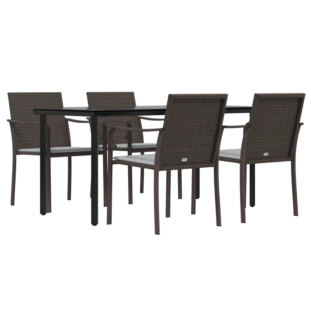 Set Pranzo da Giardino 5pz con Cuscini in Polyrattan e Acciaio