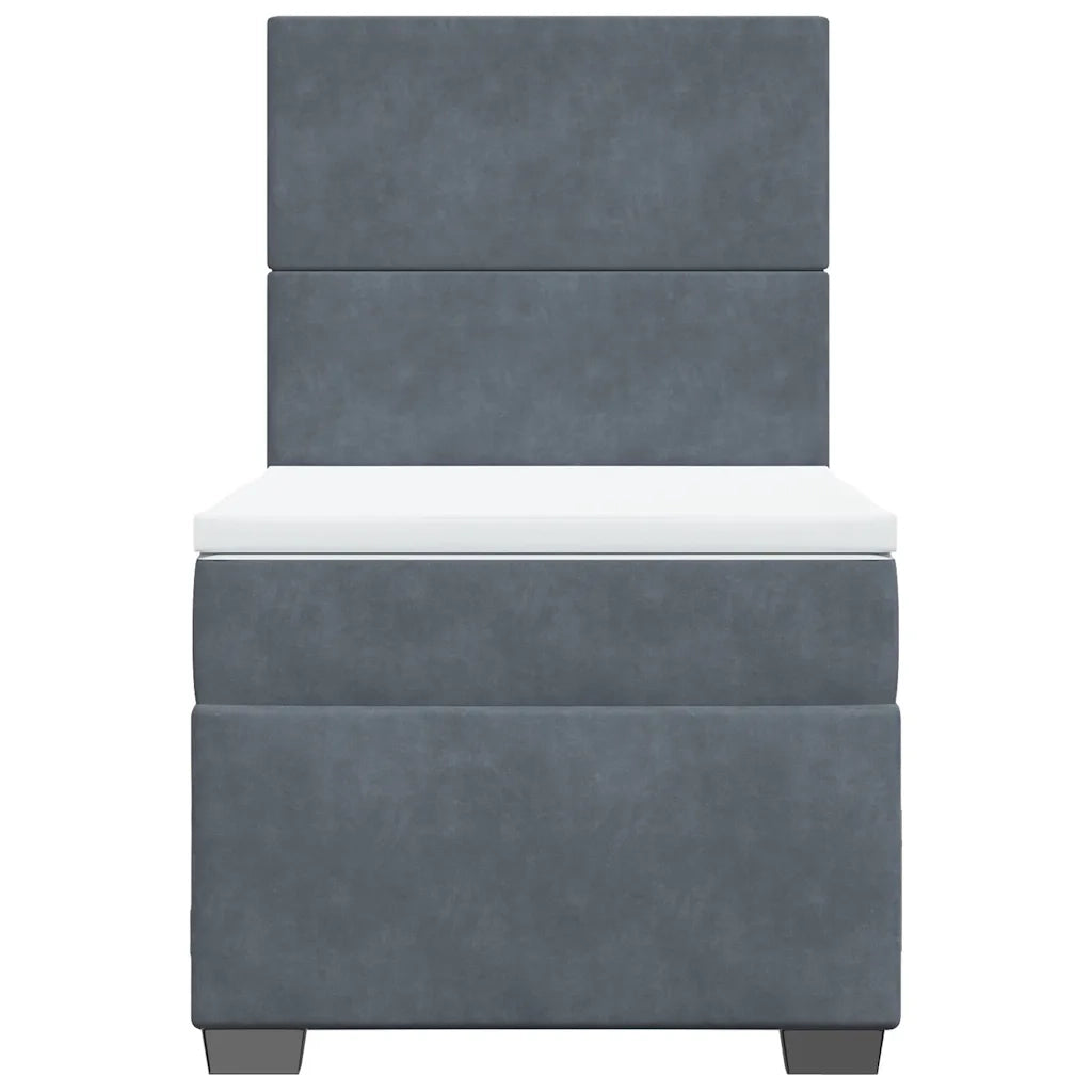 Giroletto a Molle con Materasso Grigio Scuro 80x200 cm Velluto