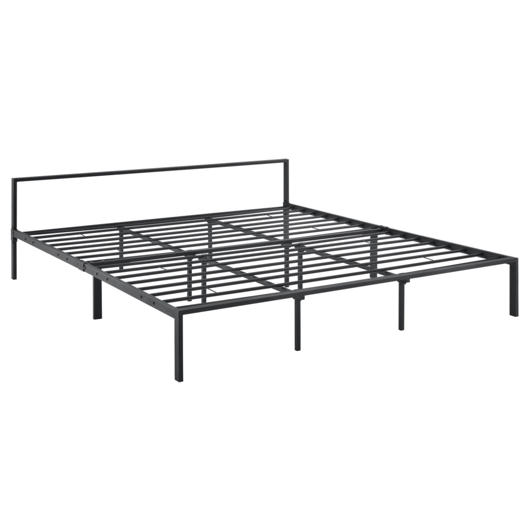 Struttura Letto Matrimoniale King Size Imatra 180 x 200 cm in Acciaio con Testiera Bassa - Nero Opaco [en.casa]