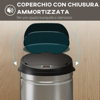 Pattumiera da 42L 30,5x30,5x68 cm con Sensore di Movimento in Acciaio Inox