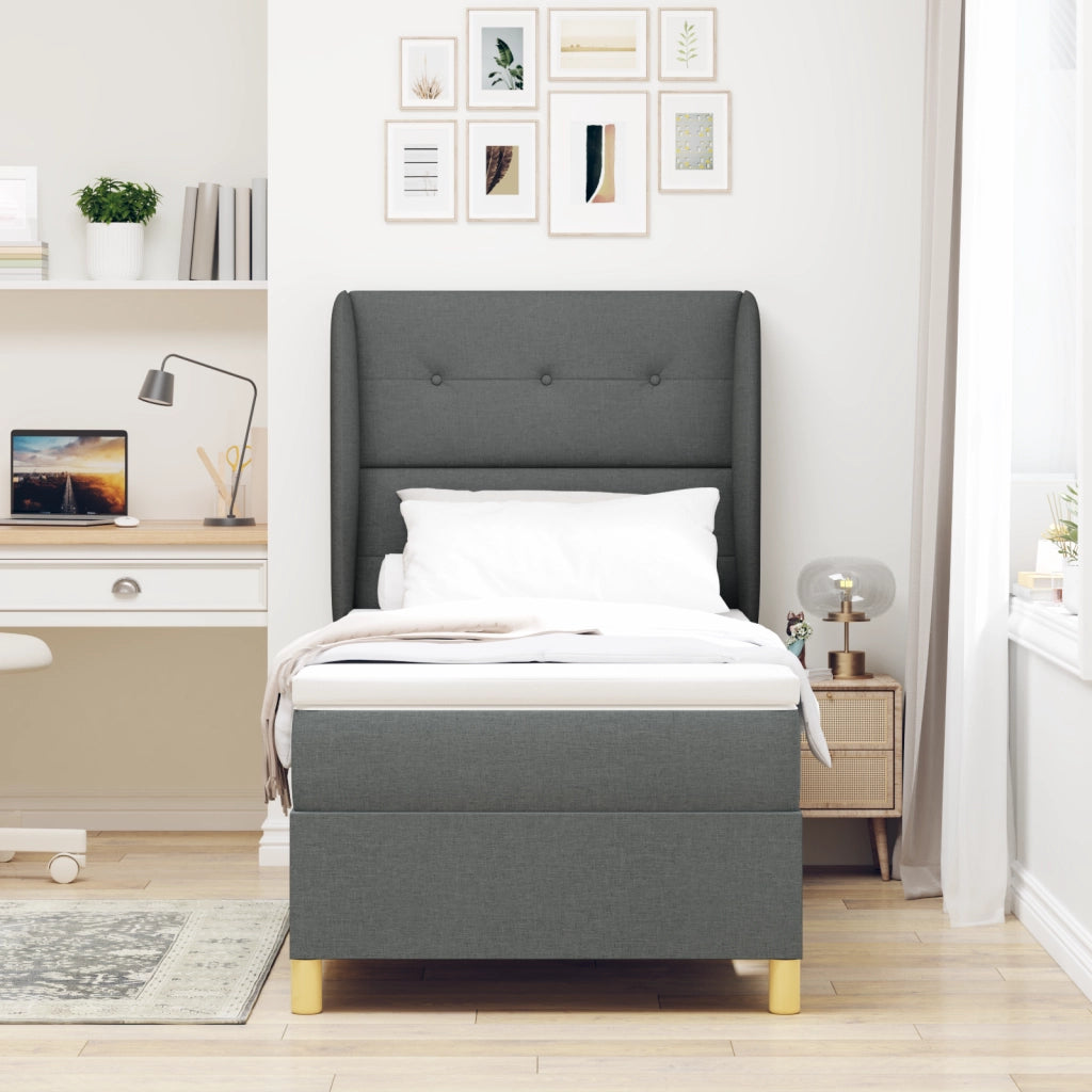 Materasso Box Spring Grigio Scuro 80x200 cm Tessuto