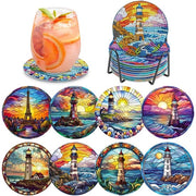 8 pezzi di Diamond Painting piedistalli con supporto, torre di Diamond Painting 5D, set di Diamond Painting per adulti e bambini, paesaggio di Diamond Painting con piedistalli di vetro con gomma.