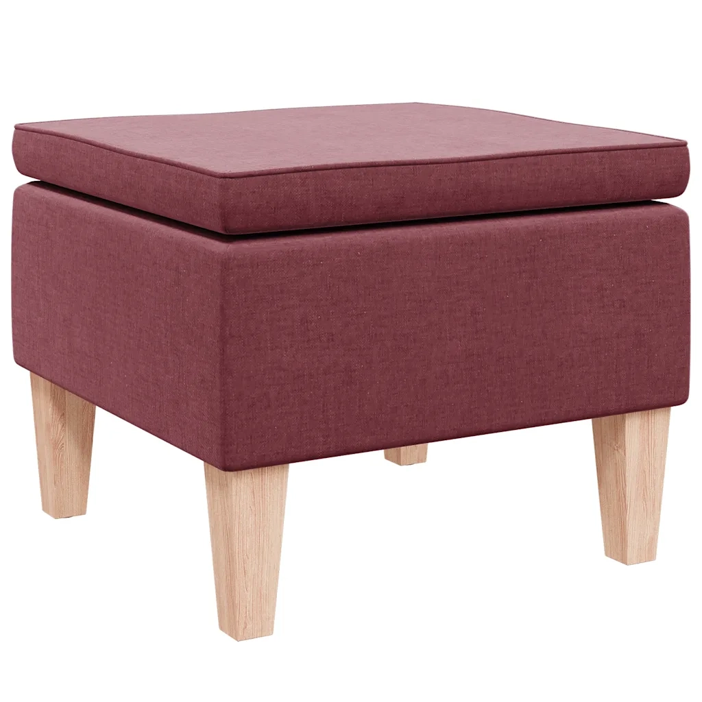 Poggiapiedi con Gambe in Legno Rosso Vino in Tessuto 329428
