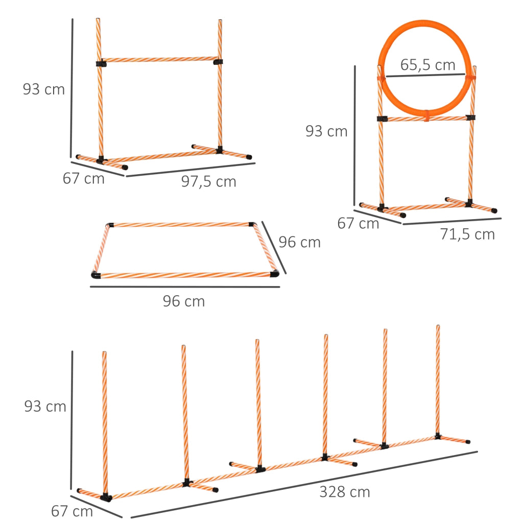 Set Agility per Addestramento Cani con Slalom Ostacoli Ajustables ¨C zephmum ¨C Grigio