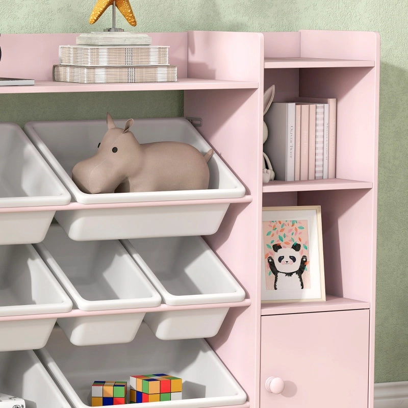 Libreria contenitore per bambini con box estraibili, rosa, 140x30x90 cm