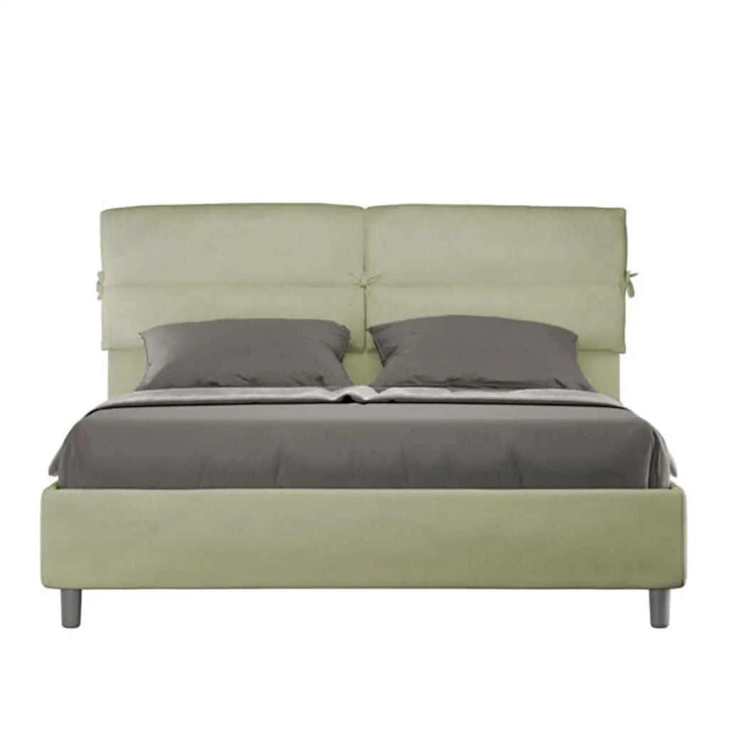 Letto matrimoniale contenitore imbottito 160x190 microfibra tè verde Nandy