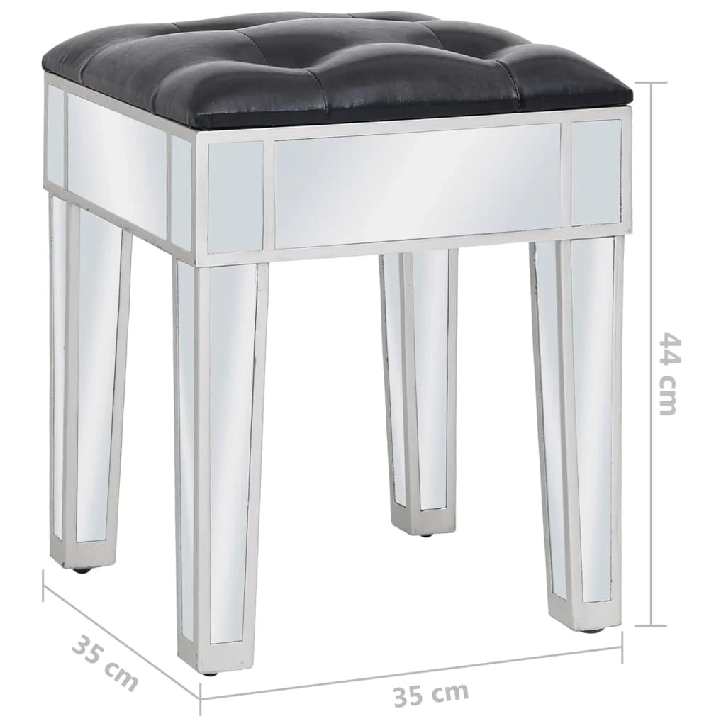 Toeletta tavolo da trucco di design mobili per camera da letto specchio 80 x 38 x 76 cm con sgabello MDF e vetro 02_0006380