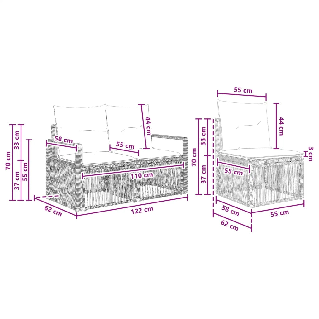 Set Divano da Giardino 6 pz 6-Numero di posti Grigio polyrattan 3435809