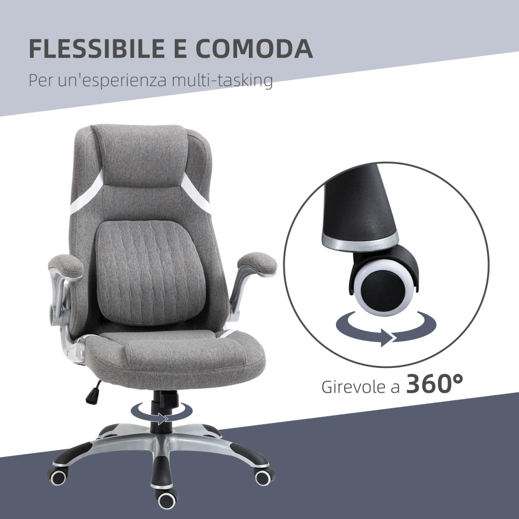 Sedia da Ufficio Reclinabile ¨C zephmum ¨C Tessuto Grigio 68x76x109-117 cm