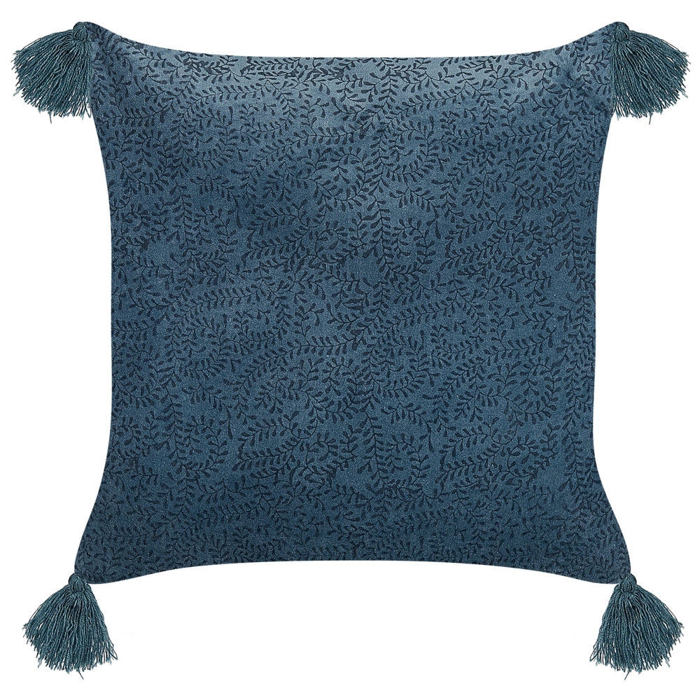 Set di 2 cuscini in velluto con 45x45 cm blu scuro soggiorno camera da letto stile boho
