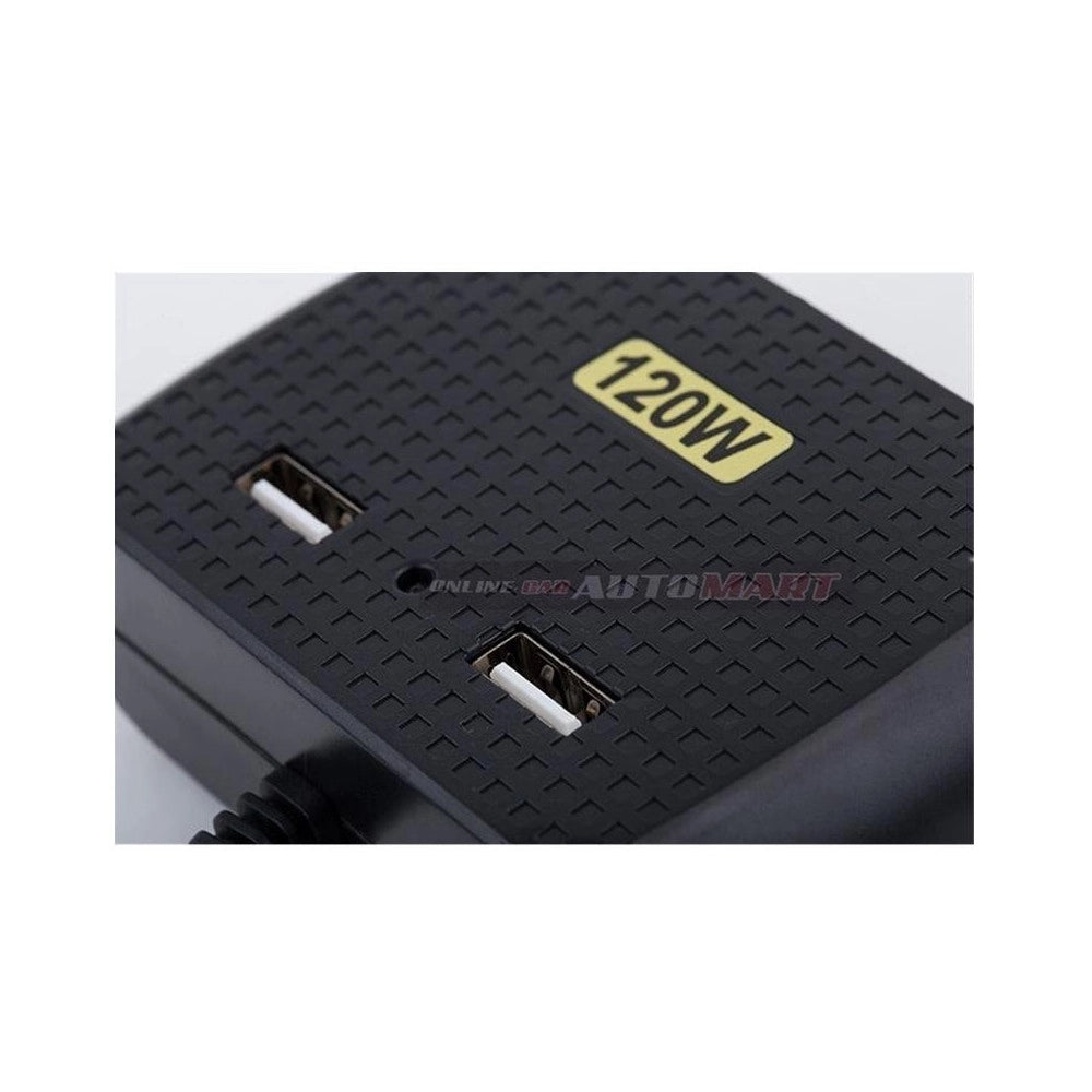 Trade Shop - Sdoppiatore Adattatore 3 Accendisigari Triplo + 2 Usb 120w Auto Camper Barca Multicaricatore -