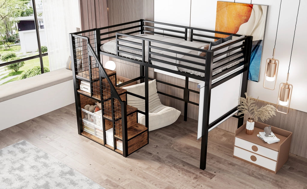 letto alto in metallo nero 146 x 209 cm