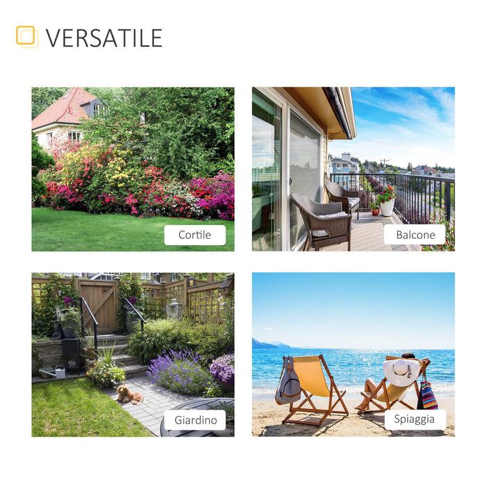 Lettino Prendisole Pieghevole da Giardino 198x68x50 cm in Rattan Nero e Bianco Crema