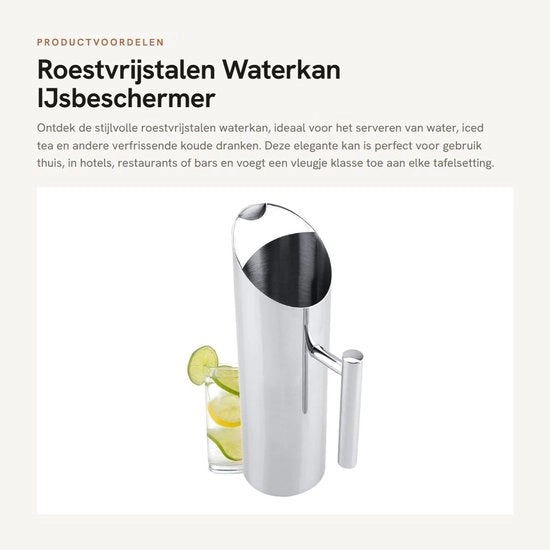 Acquario 1,5L - Acciaio Inossidabile - Design Stilistico - Adatto per Casa/Ristorante - Ideale per Bevande Freddi - Resistenente alle Sbalzi - Acquario per Bevande