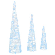 Albero di Natale | Decorazioni natalizie 3 pz Bianco freddo 20 x 20 x 80 cm Acrilico