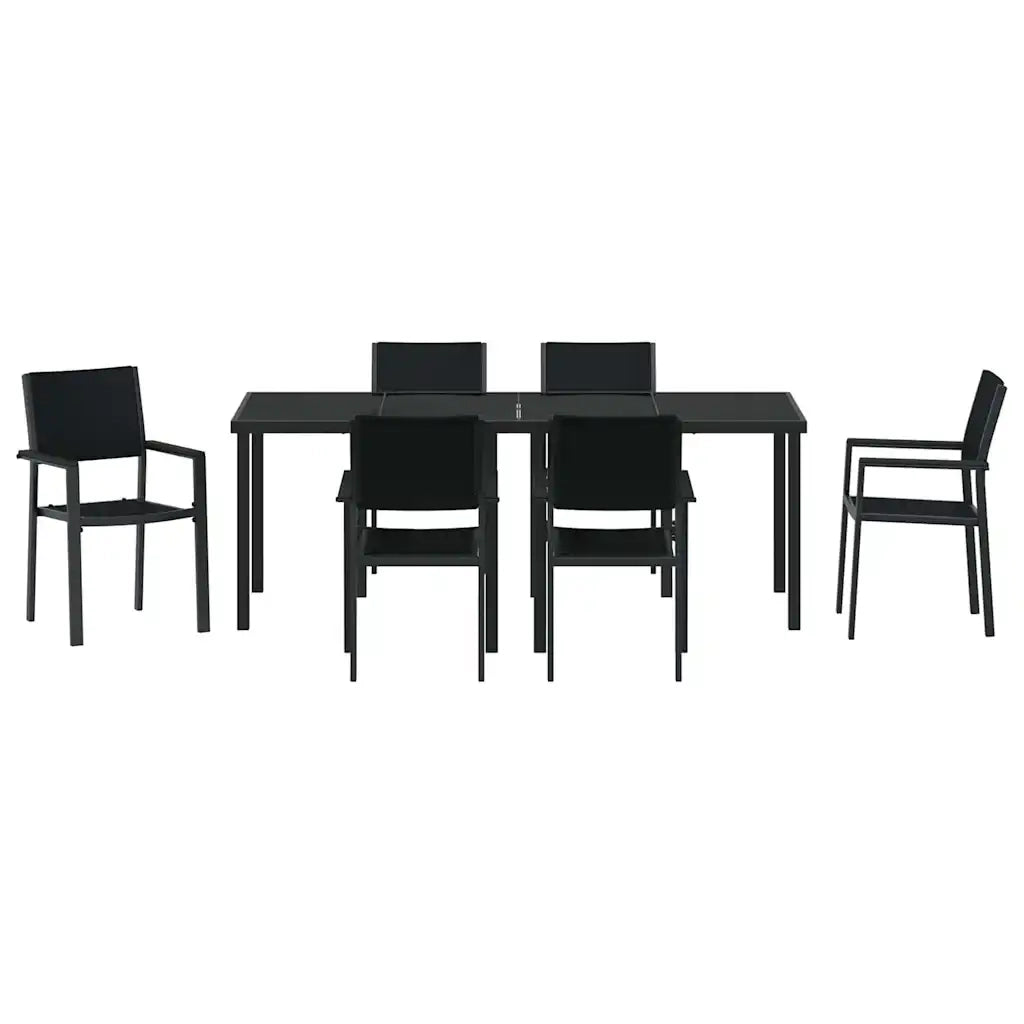 Set da Pranzo per Giardino 7 pcs Nero 3379154