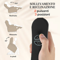 Poltrona Alzapersona Massaggiante e Reclinabile 93x104x105 cm con Telecomando in Tessuto Effetto Velluto Beige