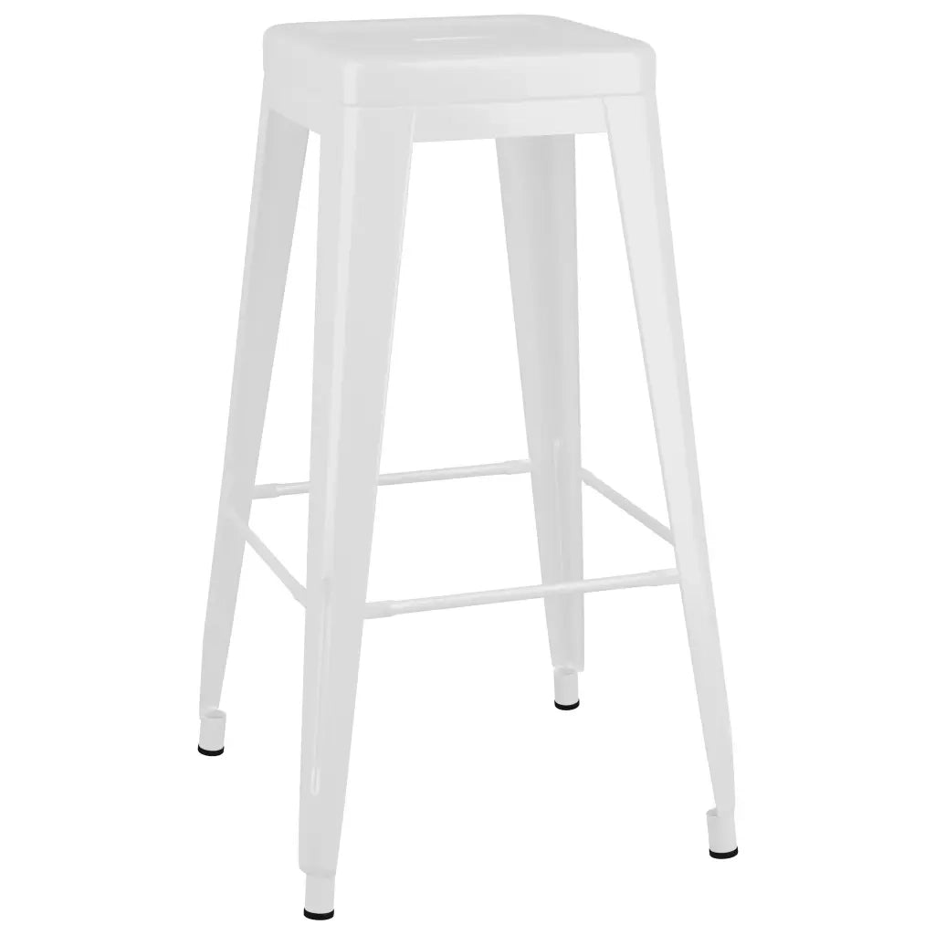 Sgabelli da Bar Impilabili 2 pz Bianchi in Metallo 248148
