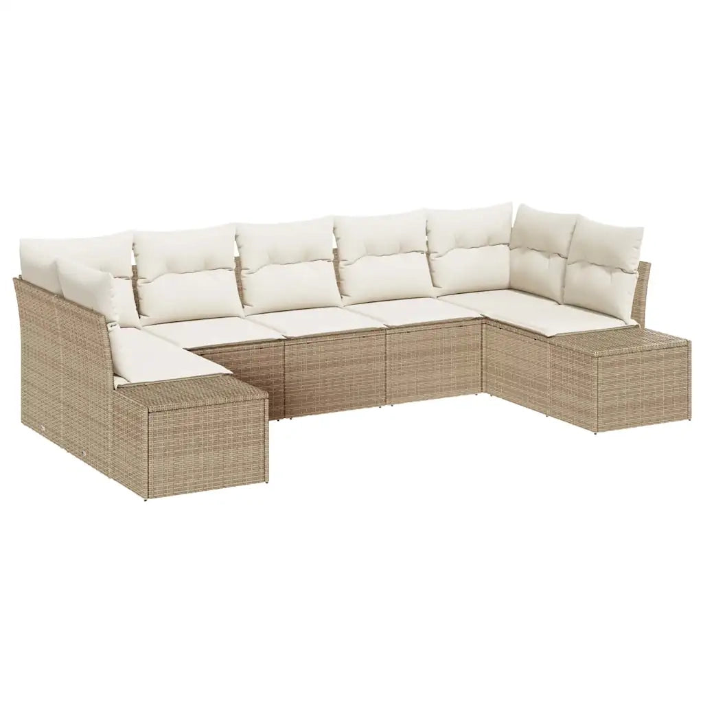 Set Divano da Giardino 7 pcs Beige e Crema Poly Rattan 3355880