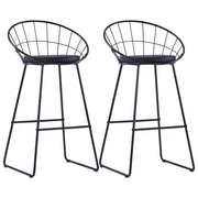 Set di due sgabelli da bar di design seduta sintetica nera struttura in acciaio 1202176