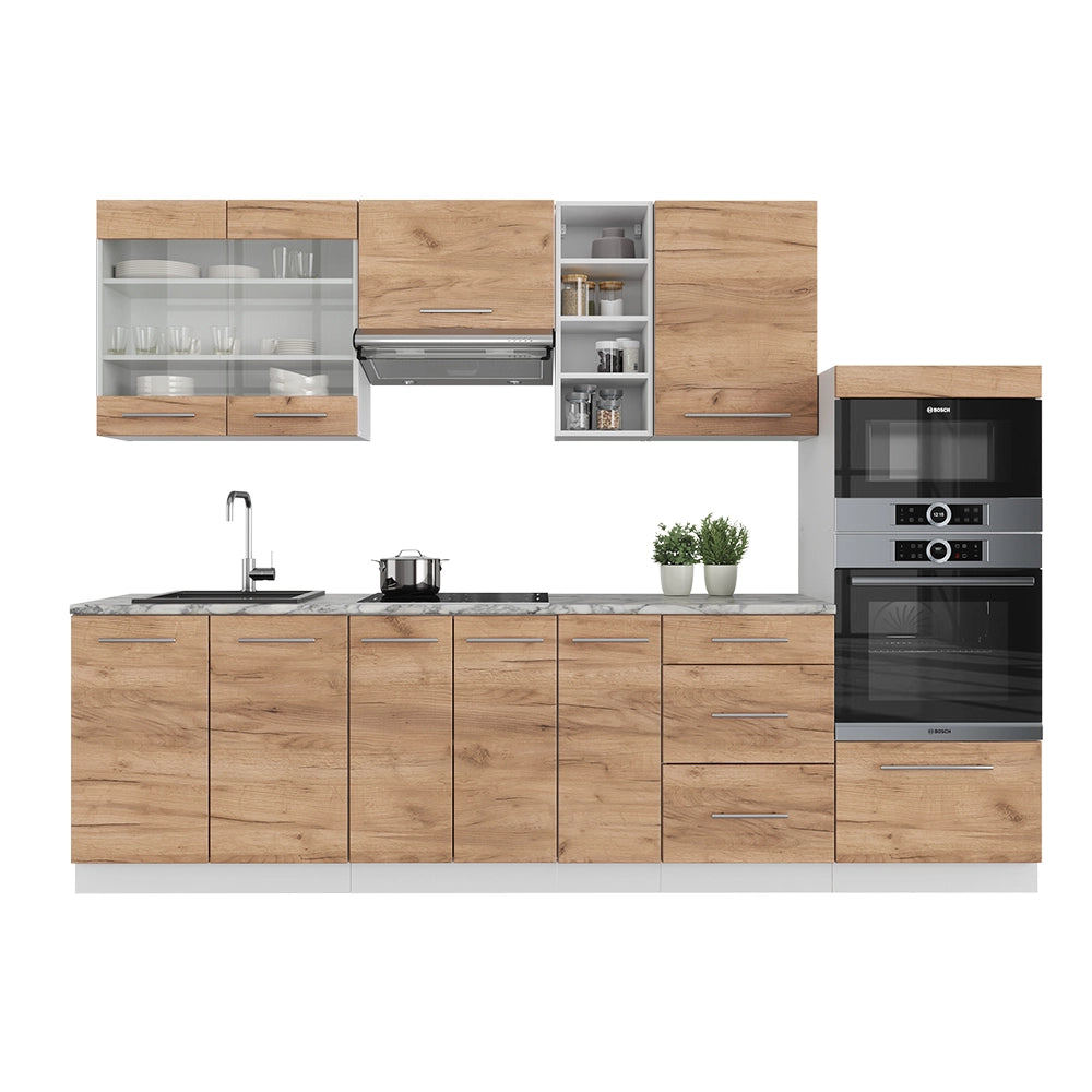 Vicco Cucina componibile Quercia dorata/bianco 280 cm senza piano di lavoro