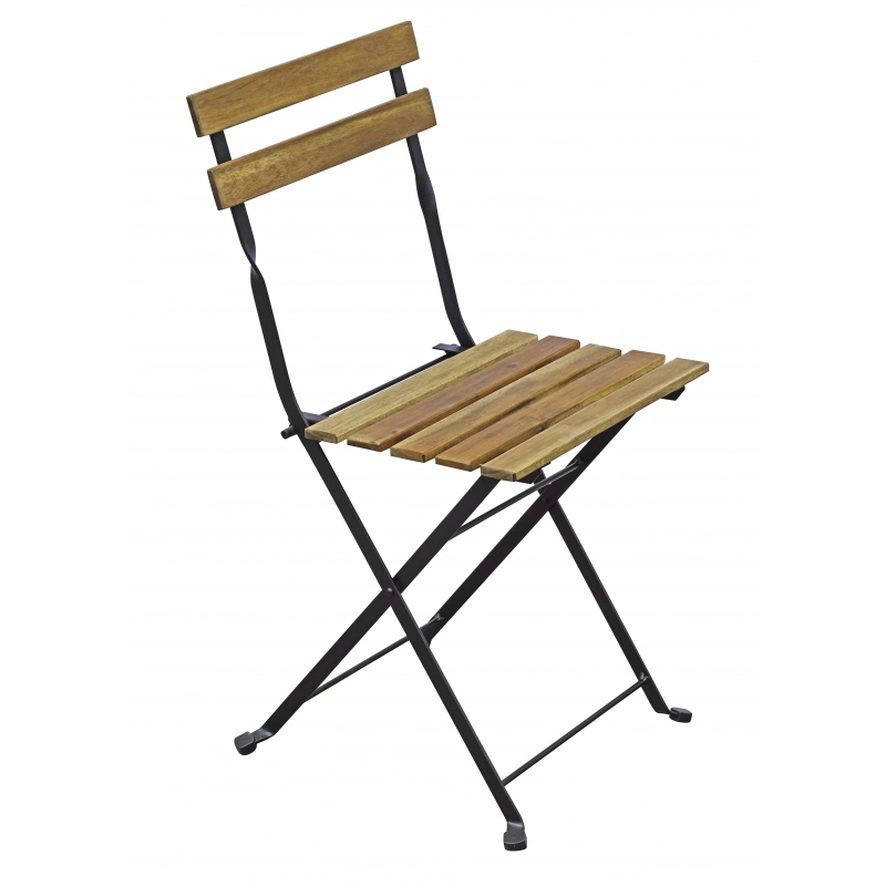 Set Bistrò In Ferro E Acacia Fsc Scura - 4 Sedie E Un Tavolo 100X54 Cm Moia