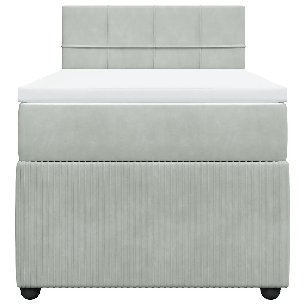 Giroletto a Molle con Materasso Grigio Chiaro 90x190 cm Velluto
