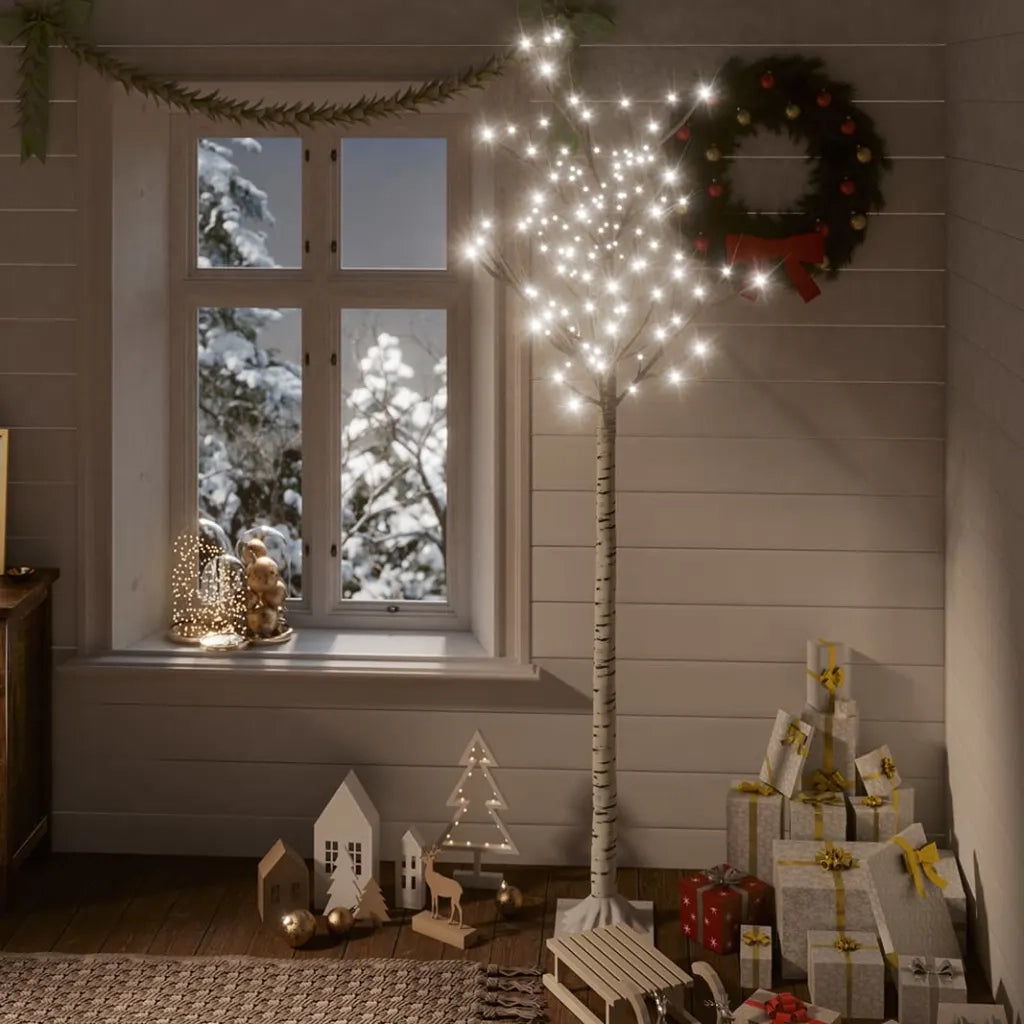 Albero Natale 200 LED 1,8m Salice Bianco Freddo Interno Esterno 332957