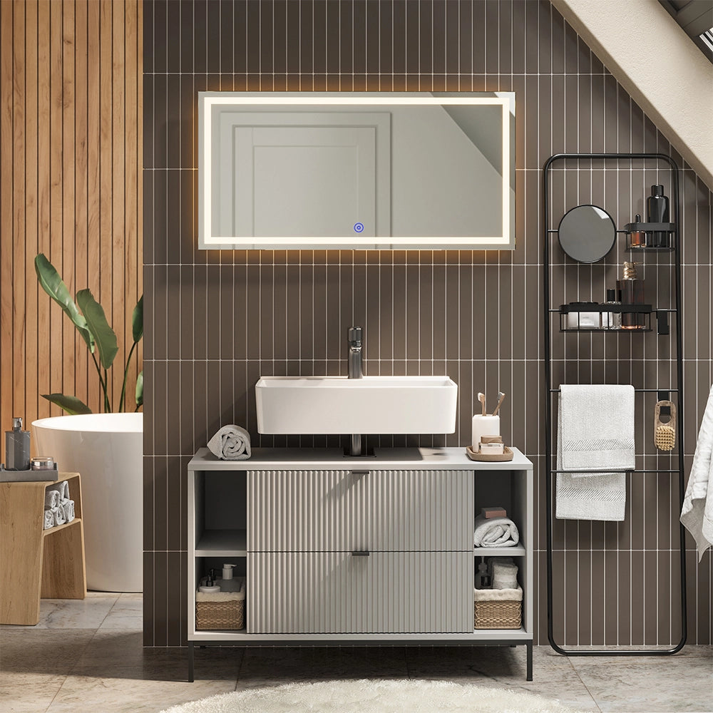 Vicco Set di mobili da bagno Grigio 2 parti