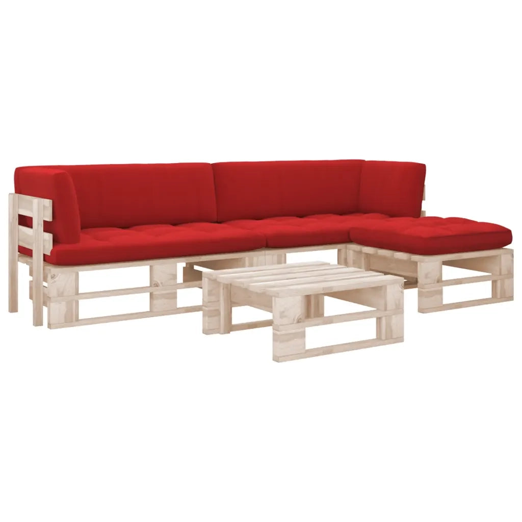Set Divani a Pallet e Cuscini 4 pz in Legno di Pino Impregnato cod mxl 56788