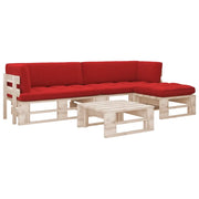 Set Divani a Pallet e Cuscini 4 pz in Legno di Pino Impregnato cod mxl 56788