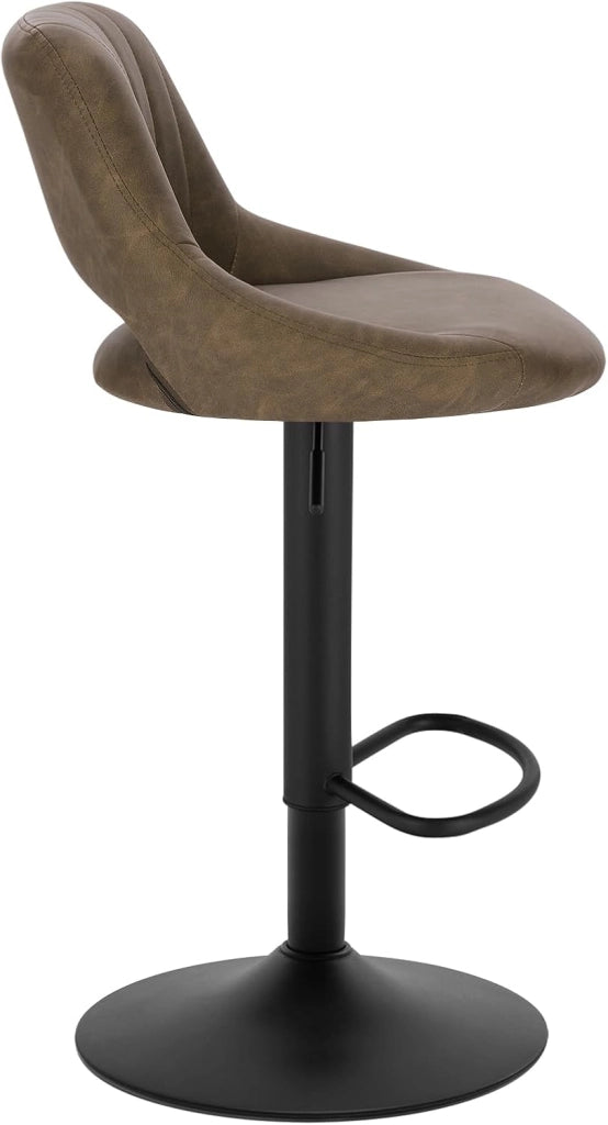 Set di 4 Sgabelli da Bar Cucina Sedia Alta da Sala Pranzo in Simipelle Regolabile e Girevole a 360° con Schienale Poggiapiedi Marrone scuro 0668BY-4