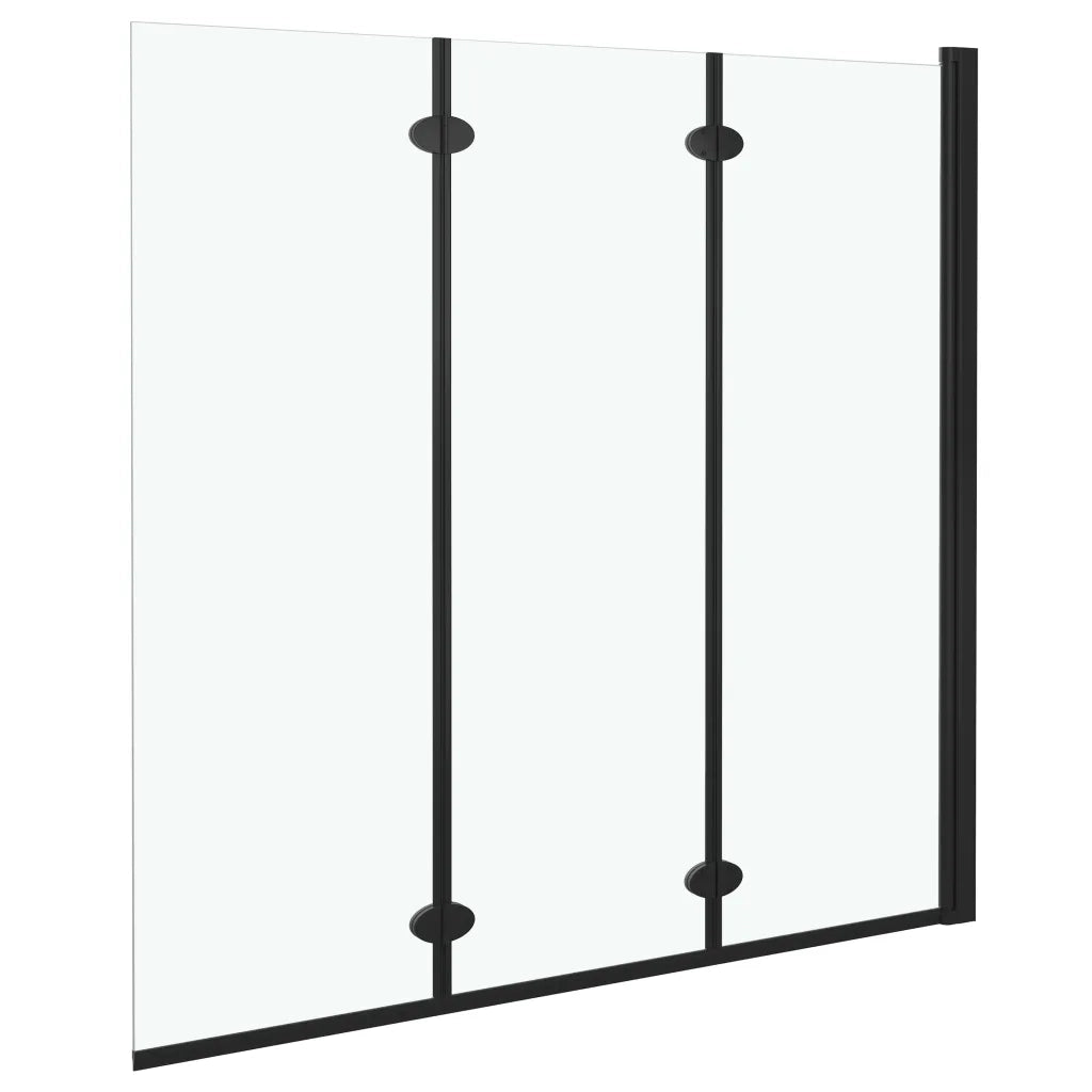 Box Doccia Pieghevole a Libro 3 Pannelli in ESG 130x138 cm Nero CFW5446418