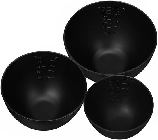 Set di 3 maschere a silicone in nero - 100ml, 250ml e 450ml - Kit di makeup con scala di misura