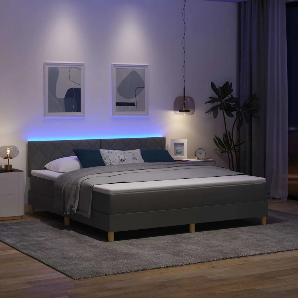 Letto a Sorgente LED Grigio scuro 180 x 200 cm Tessuto 3342535
