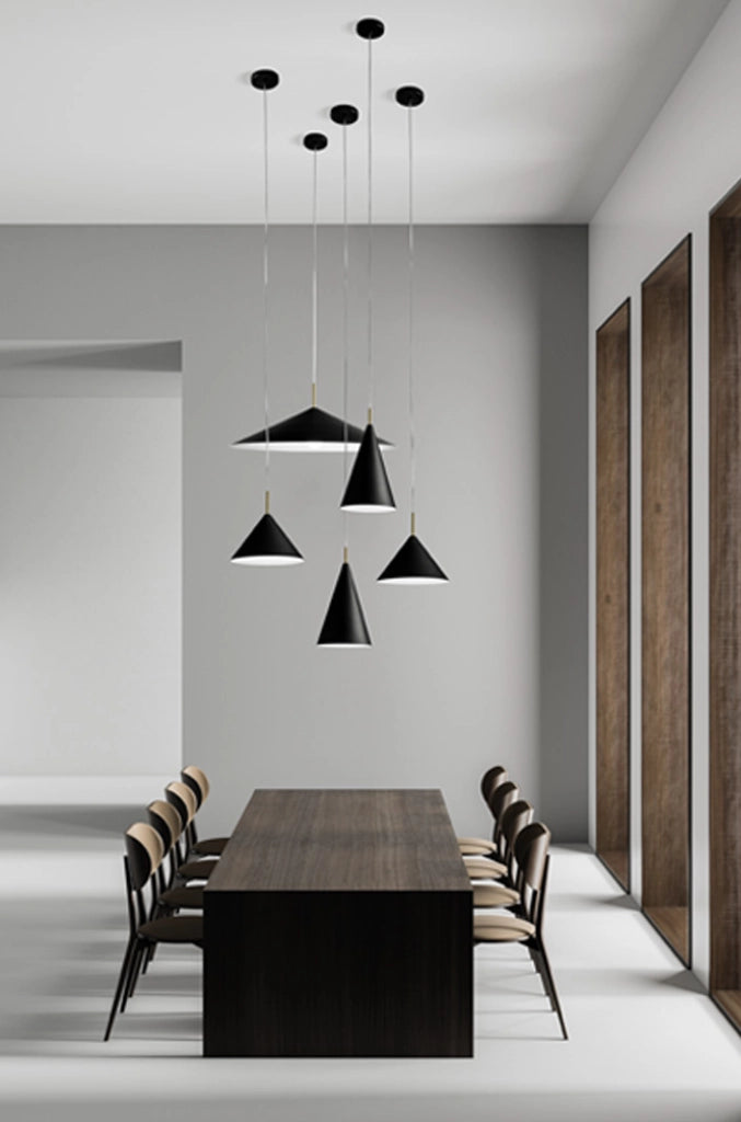 SAMOI KIT LAMPADARIO A SOSPENSIONE 5 LUCI COLORE ESTERNO NERO FINITURE BIANCO ORO ATTACCO E27