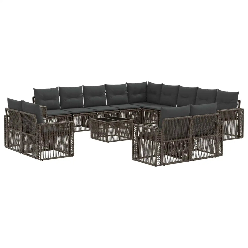 Set Divano da Giardino 14 pcs Grigio e Grigio Scuro polyrattan 3435308