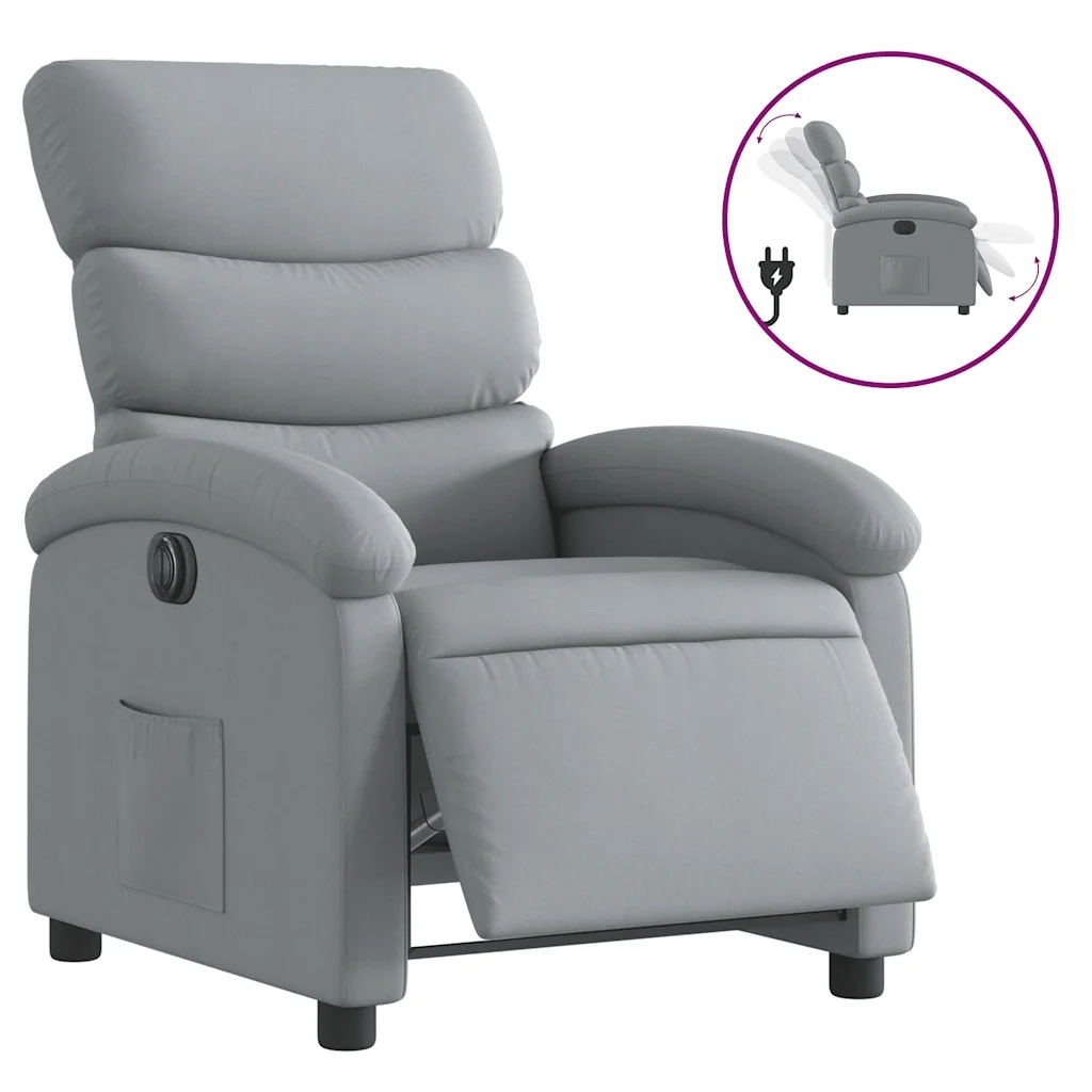Poltrona Elettrica Reclinabile Grigio Chiaro in Tessuto 3203954