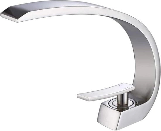 Wastafelloca con getto singolo, unico getto singolo, eleganza moderna, rubinetto alto, design nautico - argento
